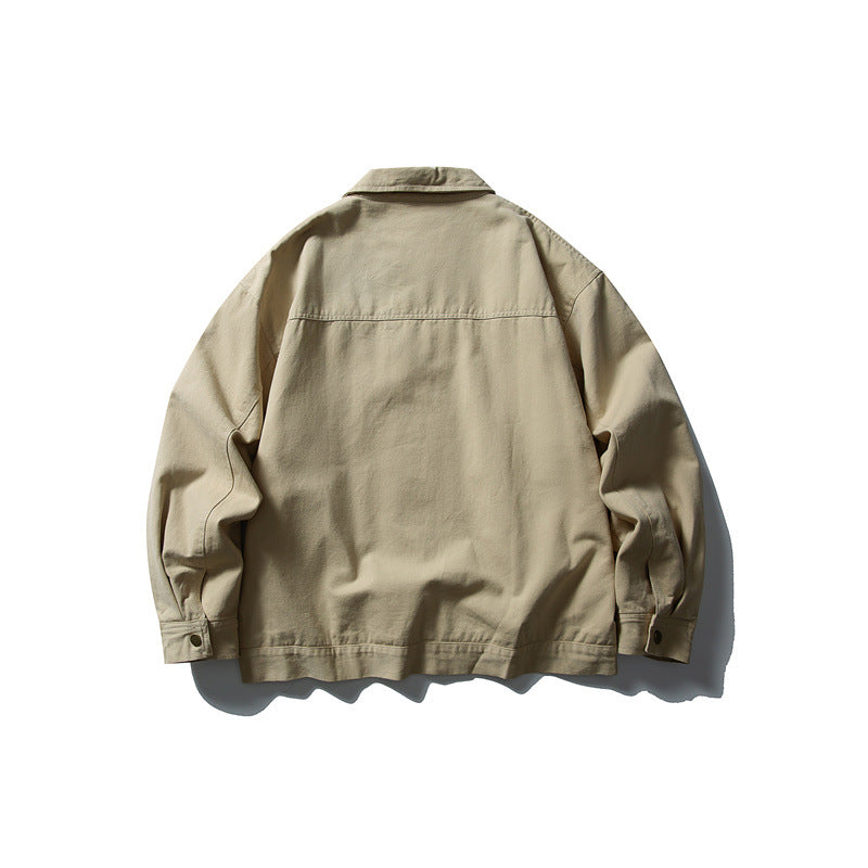 Unisex Kastig geschnittene Canvas-Workwear-Jacke mit durchgehendem Reißverschluss und aufgesetzten Brusttaschen Shop Nory