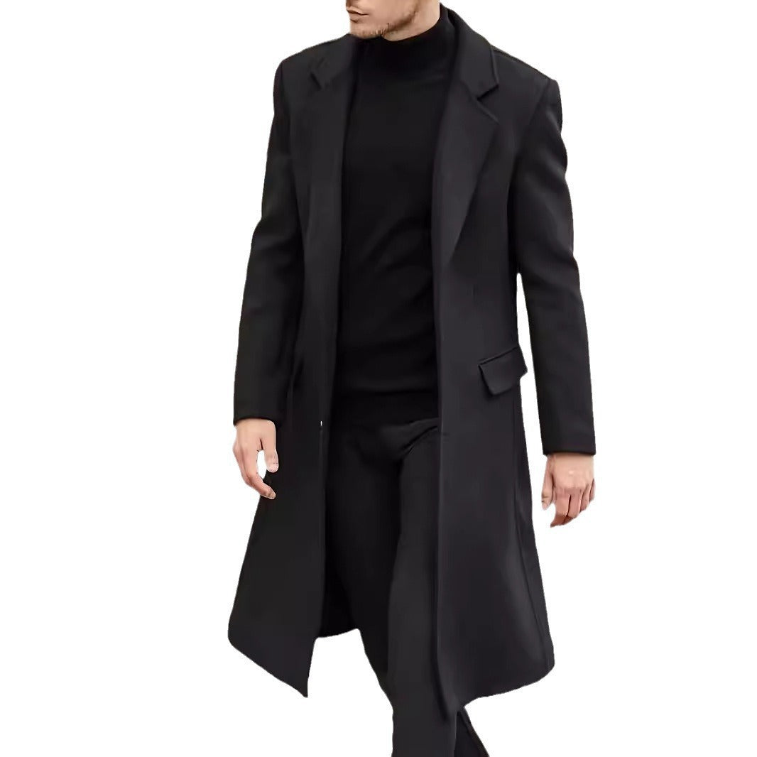 Herren nan langer taillierter Wollmantel mit Reverskragen und Innentaschen Shop Nory