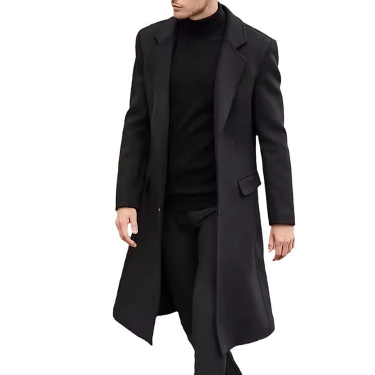 Herren nan langer taillierter Wollmantel mit Reverskragen und Innentaschen Shop Nory