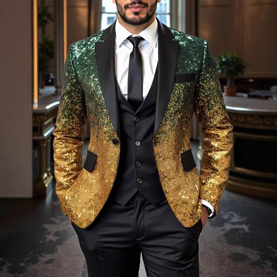 Herren Pailletten‑Sakko mit Satin‑Schalkragen und tailliertem Schnitt Shop Nory