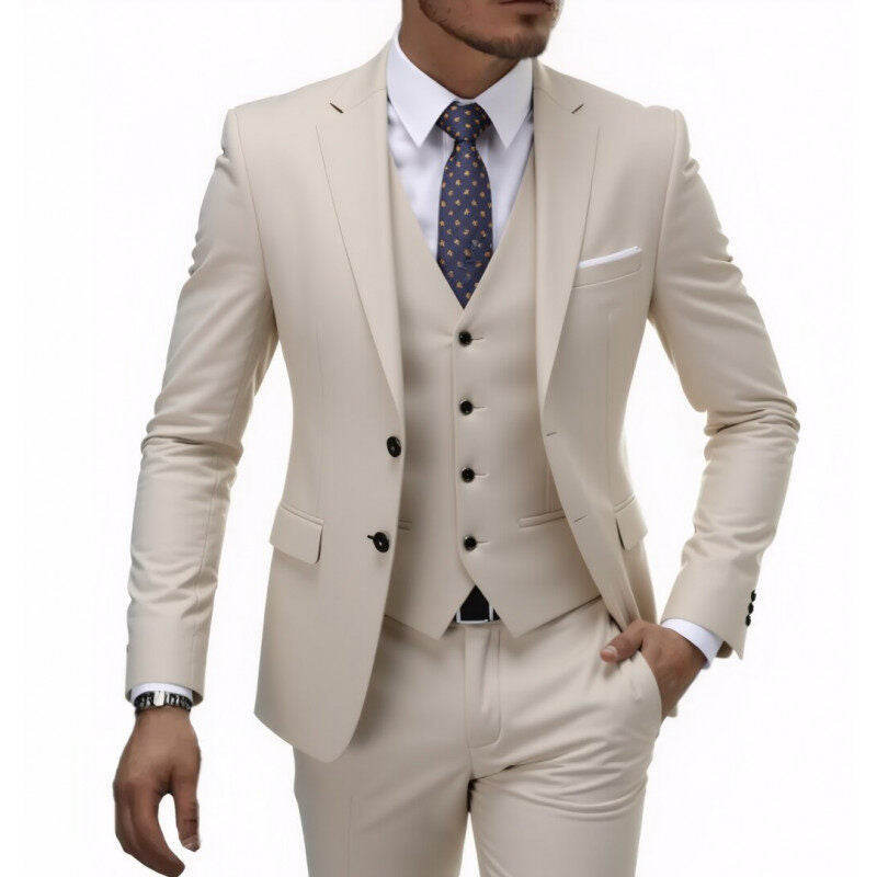 Herren nan dreiteiliges Slim-Fit Anzugset mit Weste, schmalem Revers und taillierter Silhouette