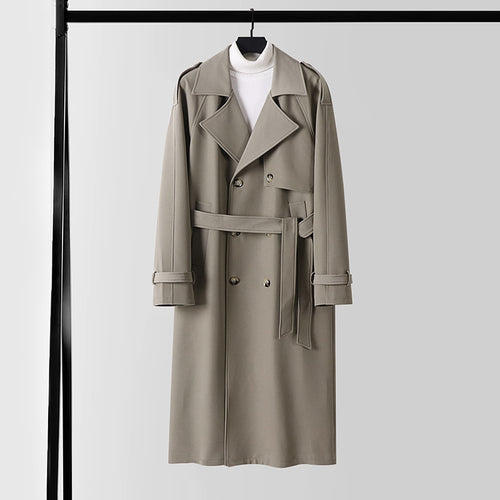 Damen Eleganter Maxi-Trenchcoat aus Wollmischung mit weitem Schalkragen und Bindegürtel Shop Nory