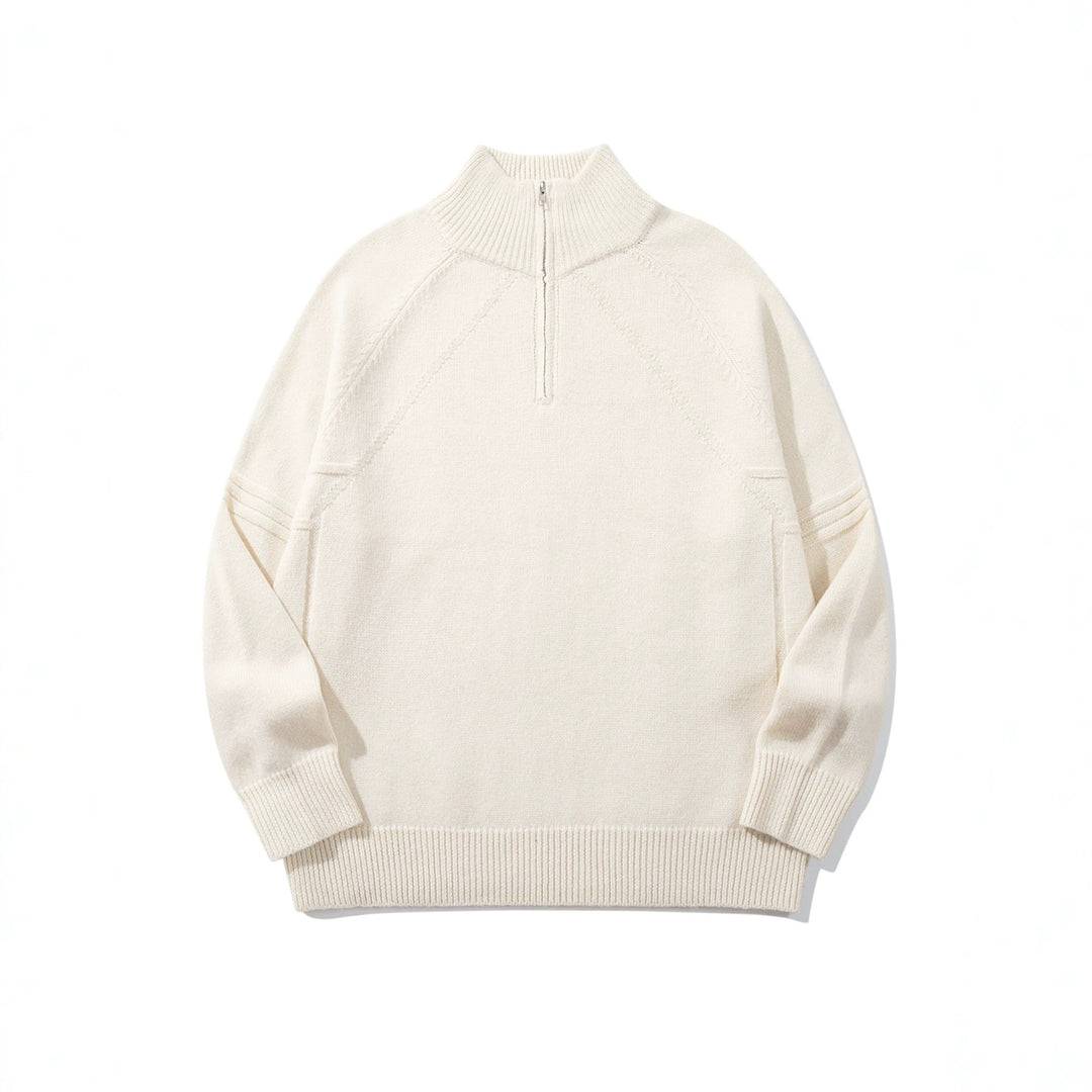 Unisex Halfzip-Strickpullover mit hohem Rippkragen und Raglanärmeln Shop Nory