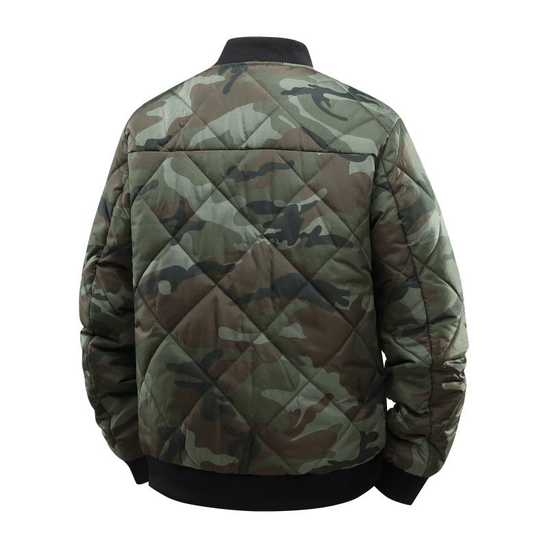 Herren Gestepptes Camouflage-Bomberjacke mit Rippbündchen und Zweiwege-Reißverschluss Shop Nory