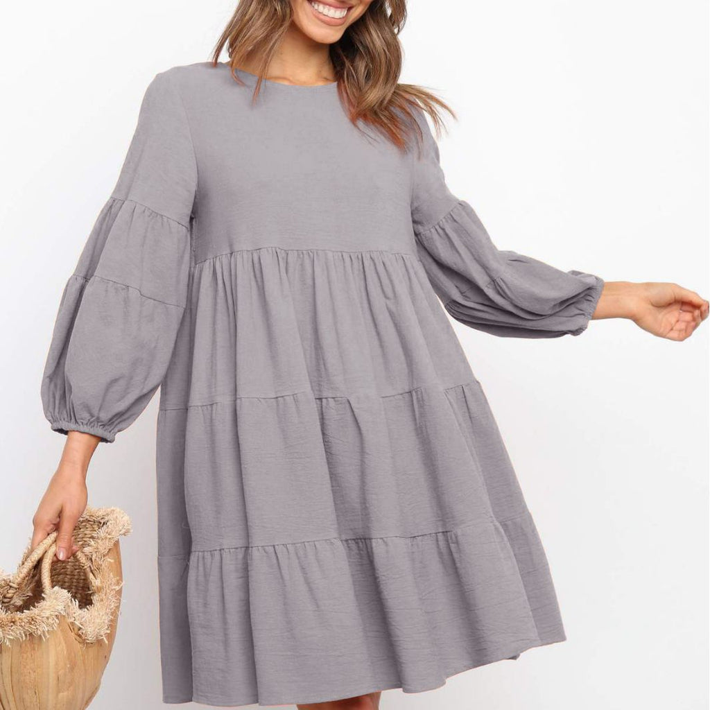 Damen romantisches Sommerkleid mit voluminösen Ärmeln und Rüschendetails