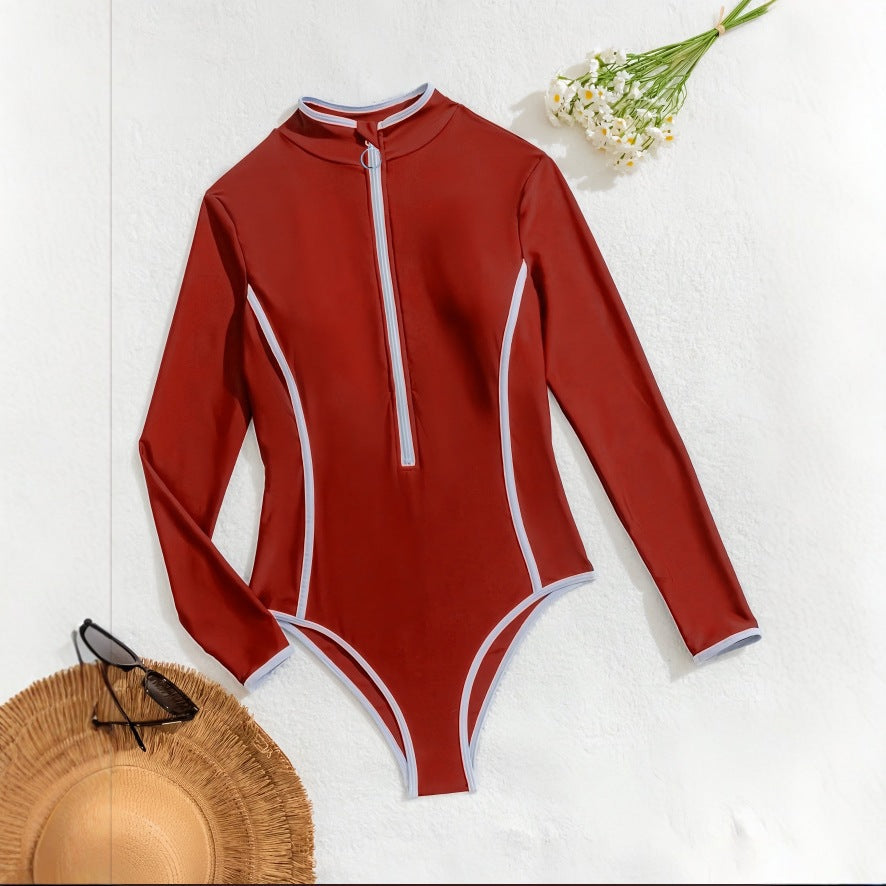 Damen Langarm Schwimmanzug mit hohem Kragen
