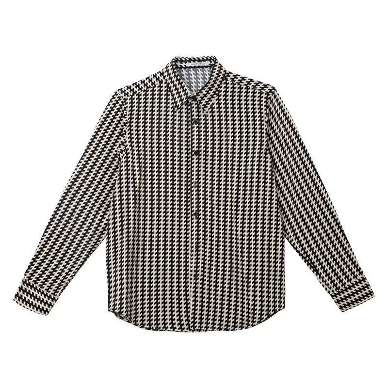 Herren Gemustertes Oversize-Hemd mit Hahnentritt-Motiv und klassischem Hemdkragen Shop Nory