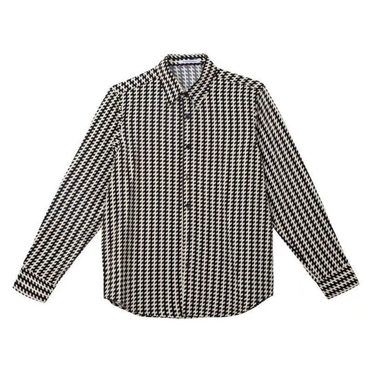 Herren Gemustertes Oversize-Hemd mit Hahnentritt-Motiv und klassischem Hemdkragen Shop Nory