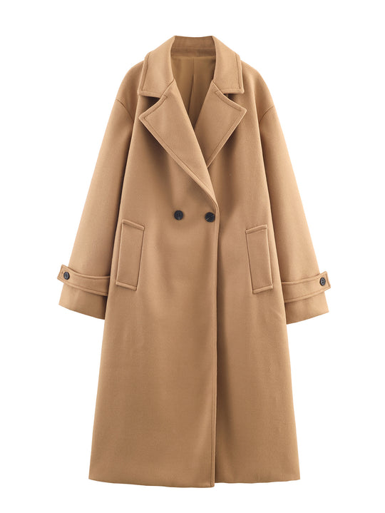 Damen Oversize Wollmix-Mantel mit Doppelreiher, breitem Revers und Ärmelriegel Shop Nory