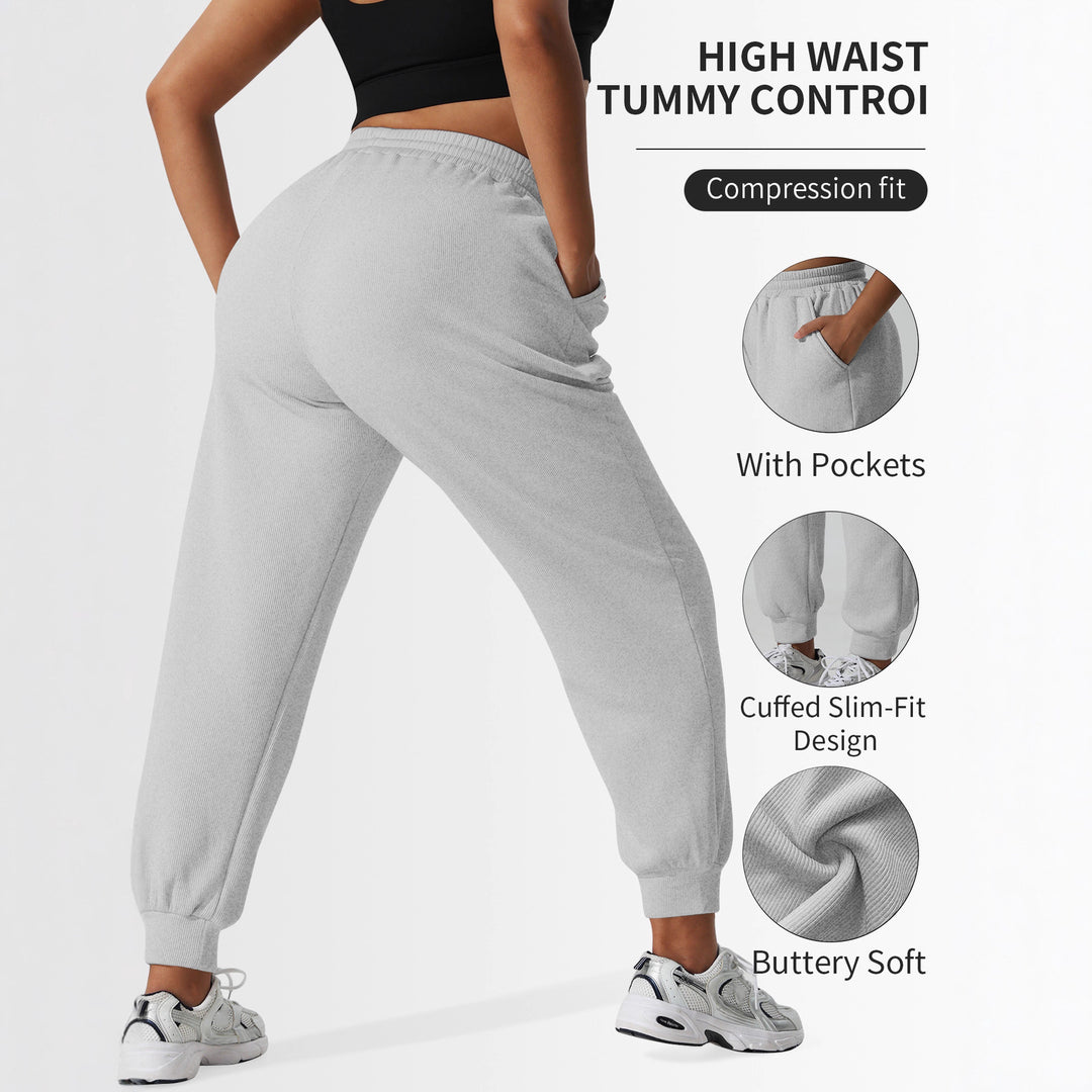 Damen High-Waist Shaping-Jogpant aus Rippfleece mit Taschen Shopy Nory