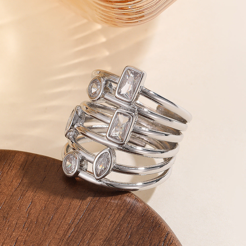 Damen Mehrreihiger Ring mit bunten Edelsteinen Shop Nory