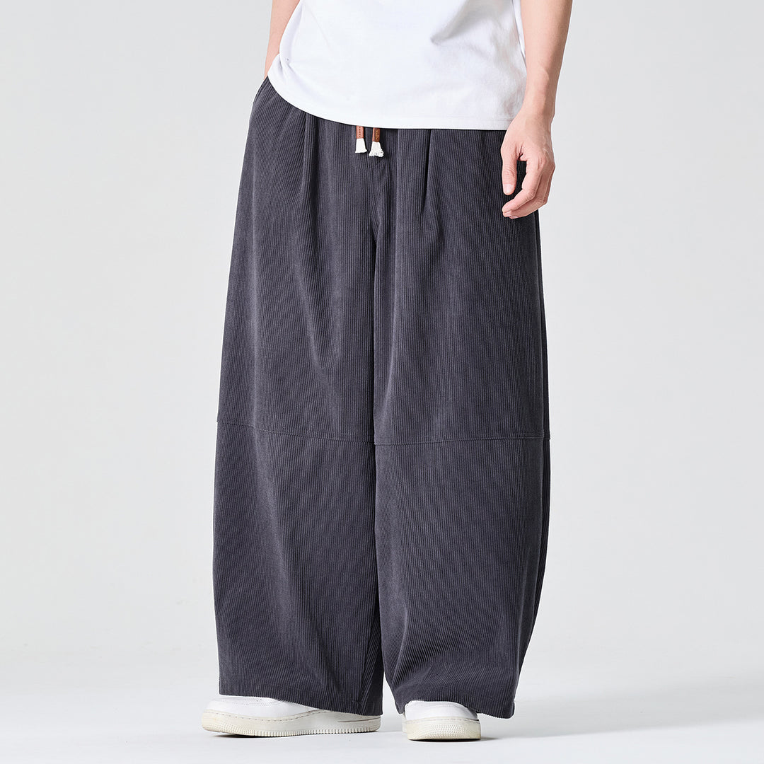 Herren Weite Cordhose im Palazzo-Schnitt mit Elastikbund und Tunnelzug Shop Nory