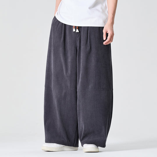 Herren Weite Cordhose im Palazzo-Schnitt mit Elastikbund und Tunnelzug Shop Nory