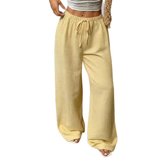 Damen Leichte Leinenhose mit weitem Bein und Kordelzug Shop Nory