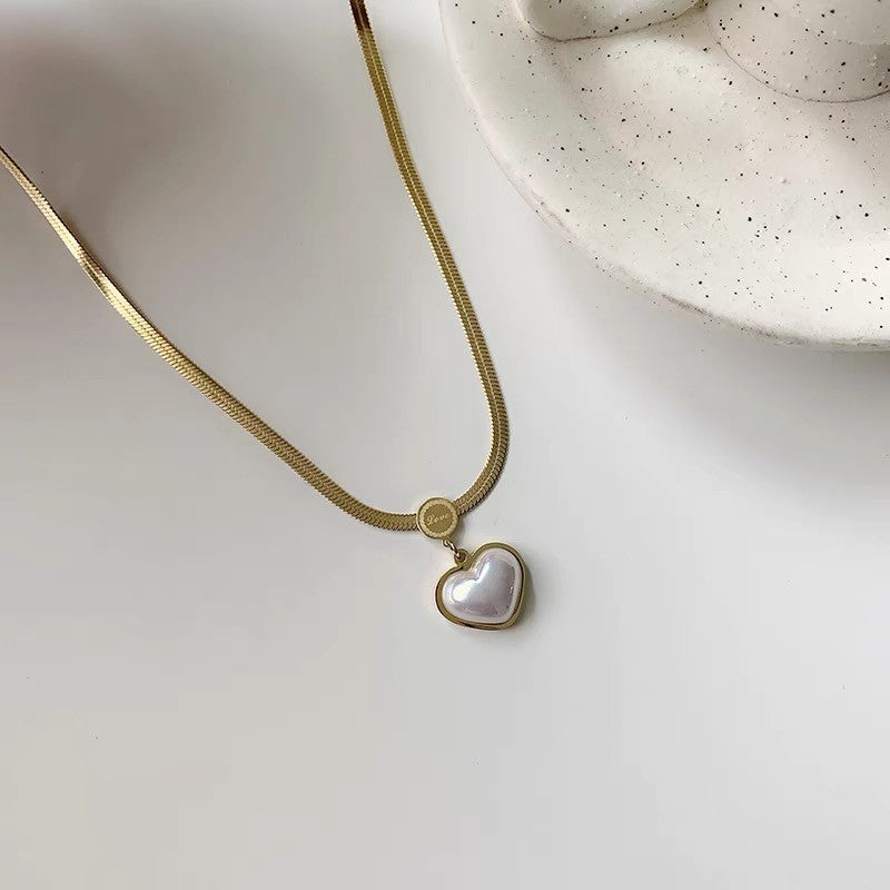 Damen Herzförmige Halskette mit Goldkette Shop Nory