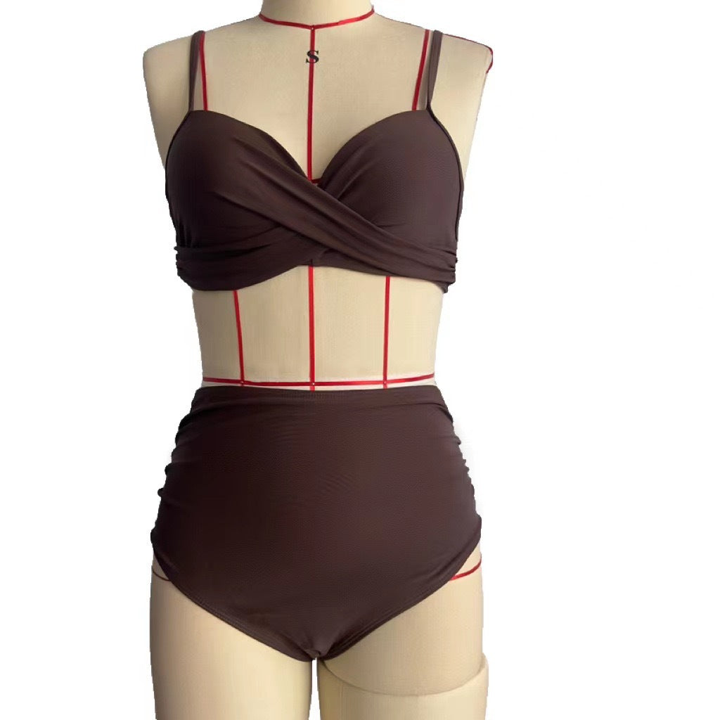 Damen High-Waist Bikini mit Leo-Muster