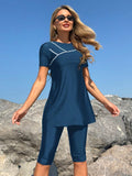 Damen Sportliches Badeset mit kurzem Oberteil und Leggings