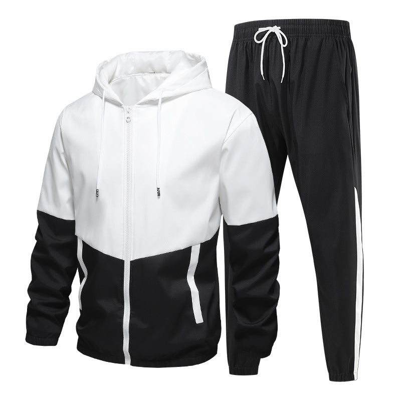 Herren Zweiteiliges Trainingsset mit Kapuzen-Windbreaker und tapered Jogginghose Shop Nory