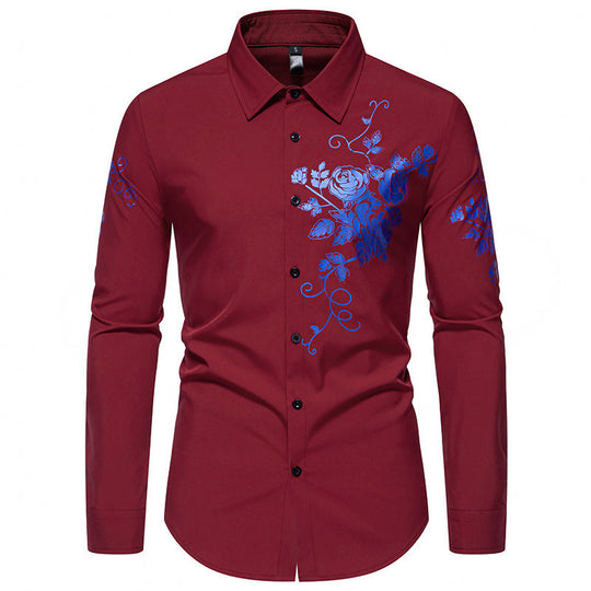Herren Slim-Fit Langarmhemd mit floralem Print und tailliertem Schnitt Shop Nory