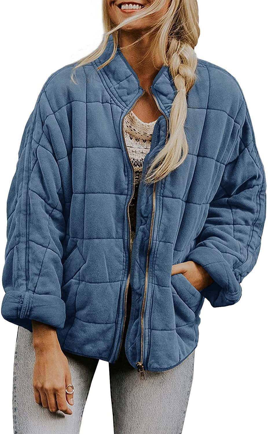 Damen Oversize Steppjacke mit Reißverschluss und Eingrifftaschen Shop Nory