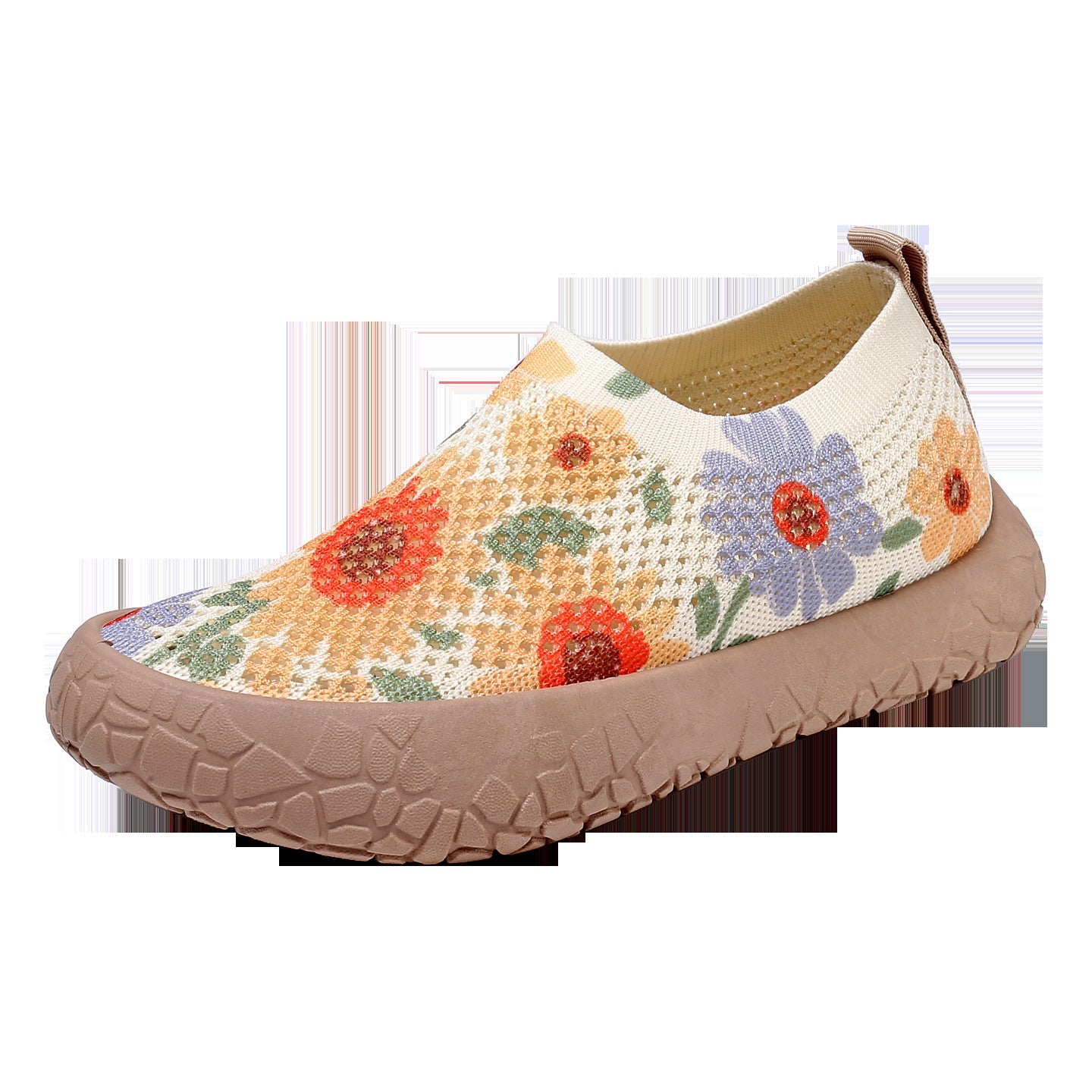 Damen Slip-On Freizeit-Schuhe mit Blumenmuster und rutschfester Sohle