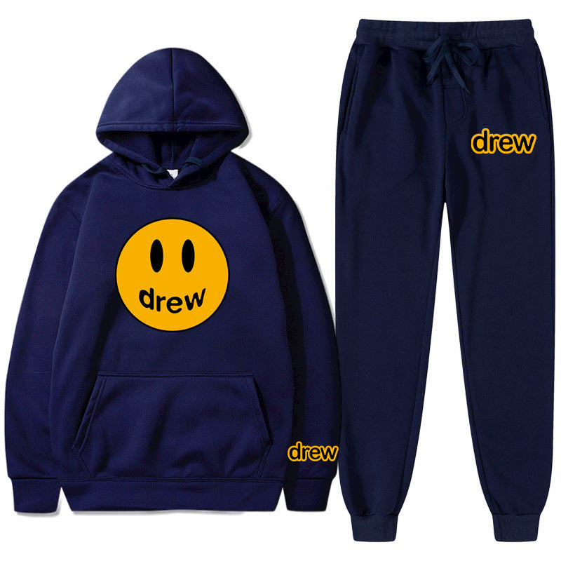 Unisex nan zweiteiliges Lounge-Set aus French-Terry mit Smiley-Print Kapuzenpullover und tapered Jogginghose Shop Nory