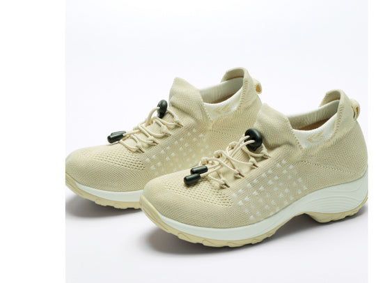 Damen gestrickte Slip-On Sneaker mit Schnellzugkordel, elastischem Schaft und stoßdämpfender Plateau-Sohle Shop Nory
