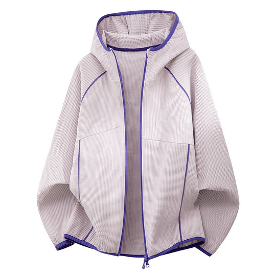 Damen Kapuzenjacke aus atmungsaktivem Waffelstrick mit oversized Schnitt und Reißverschluss Shop Nory