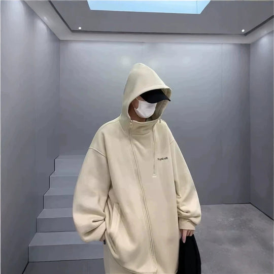 Unisex Oversized Fleecejacke mit hohen Kragen und Reißverschluss Shop Nory