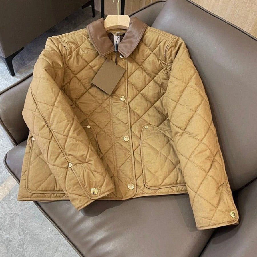 Damen gesteppte Übergangsjacke mit Lederkragen Shop Nory