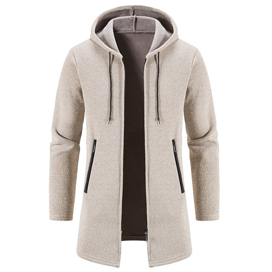 Herren praktische und stilvolle Fleecejacke mit Kapuze und Reißverschlusstaschen