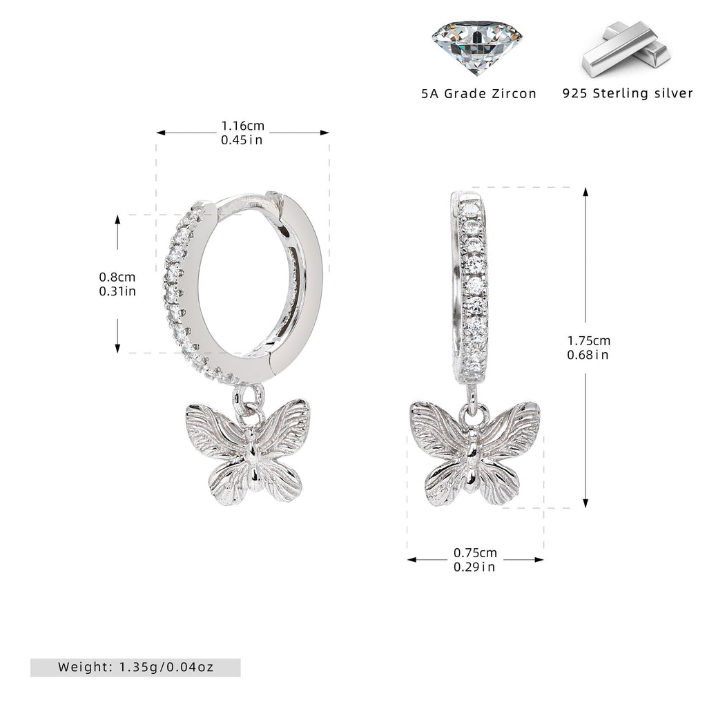 Damen Ohrhänger mit filigranem Schmetterlingsanhänger aus 925 Sterling Silber Shop Nory