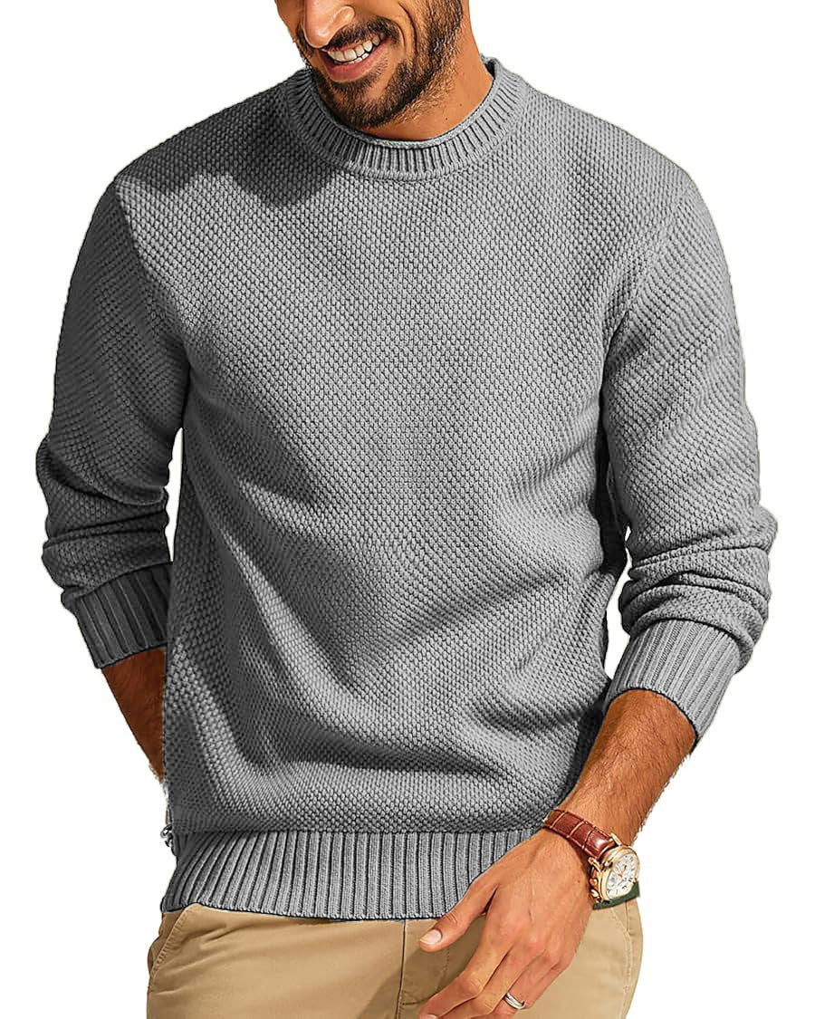 Herren Waffelstrick-Pullover mit Rundhalsausschnitt Shop Nory