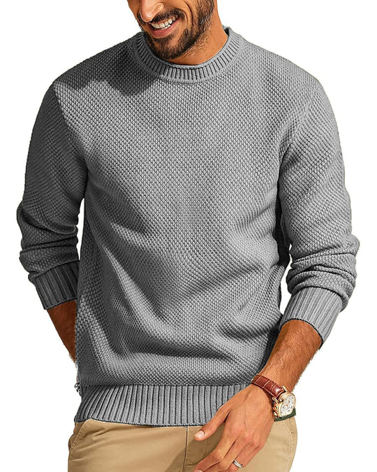 Herren Waffelstrick-Pullover mit Rundhalsausschnitt Shop Nory