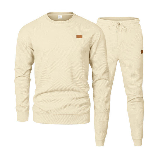 Herren nan strukturiertes Baumwoll-Jogginganzug-Set mit regulärer Passform, elastischem Bund und Kordel Shop Nory