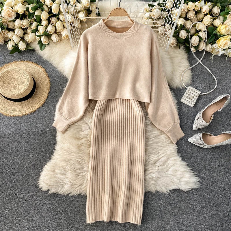 Damen Strickensemble mit Rippdetails Shop Nory