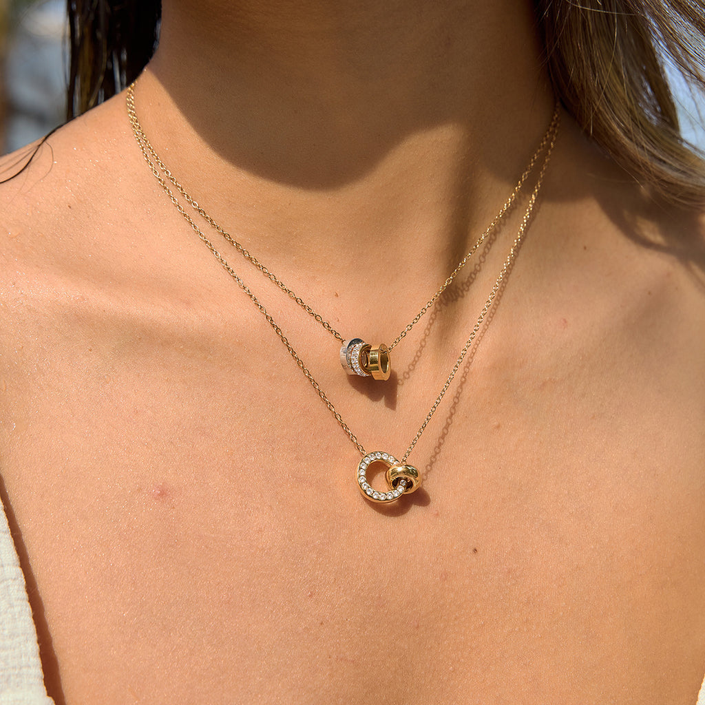 Damen Halskette mit funkelnden Ringen aus hypoallergenem Edelstahl Shop Nory