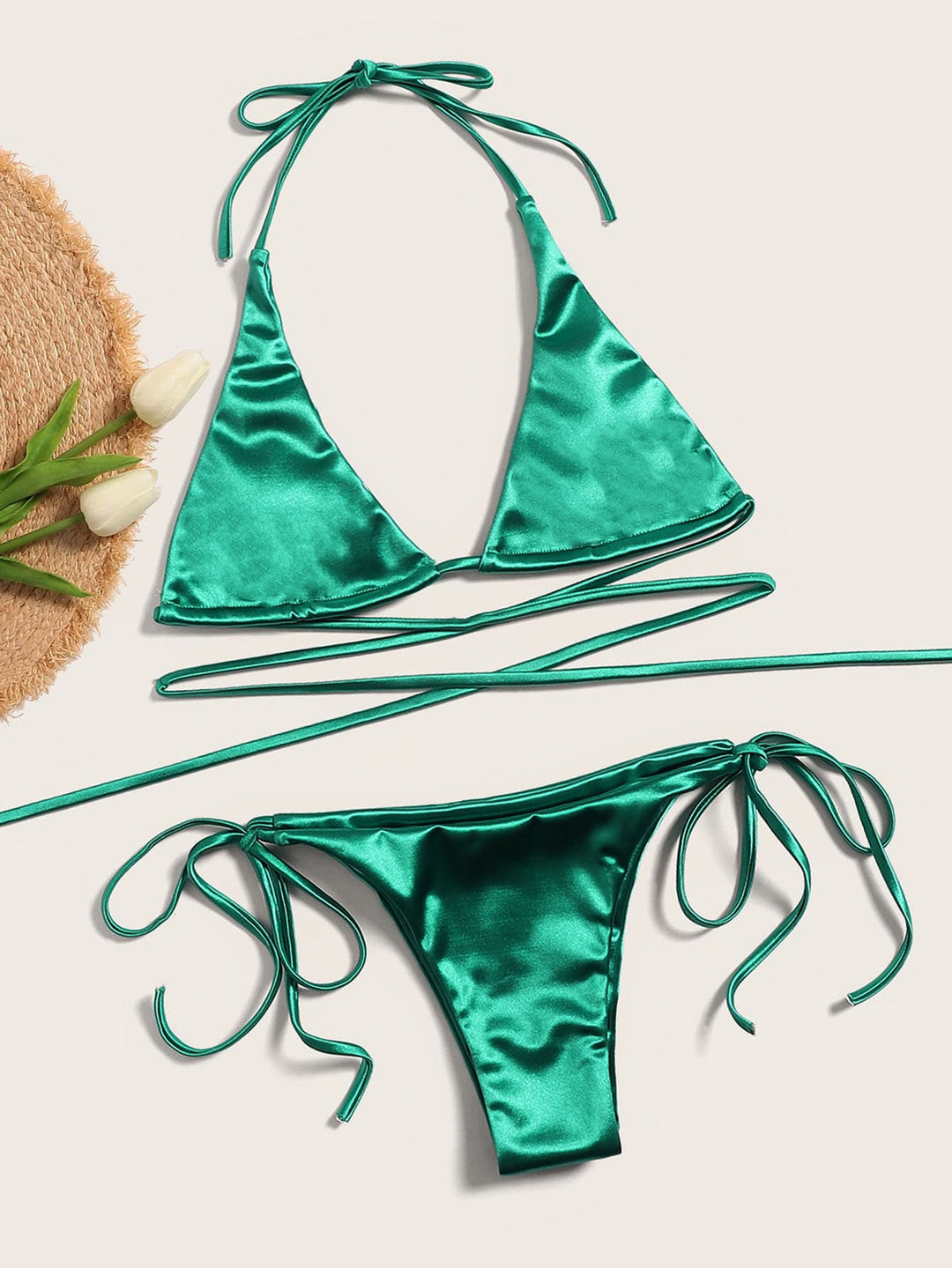 Damen Triangel-Bikini mit verführerischem Satin-Finish