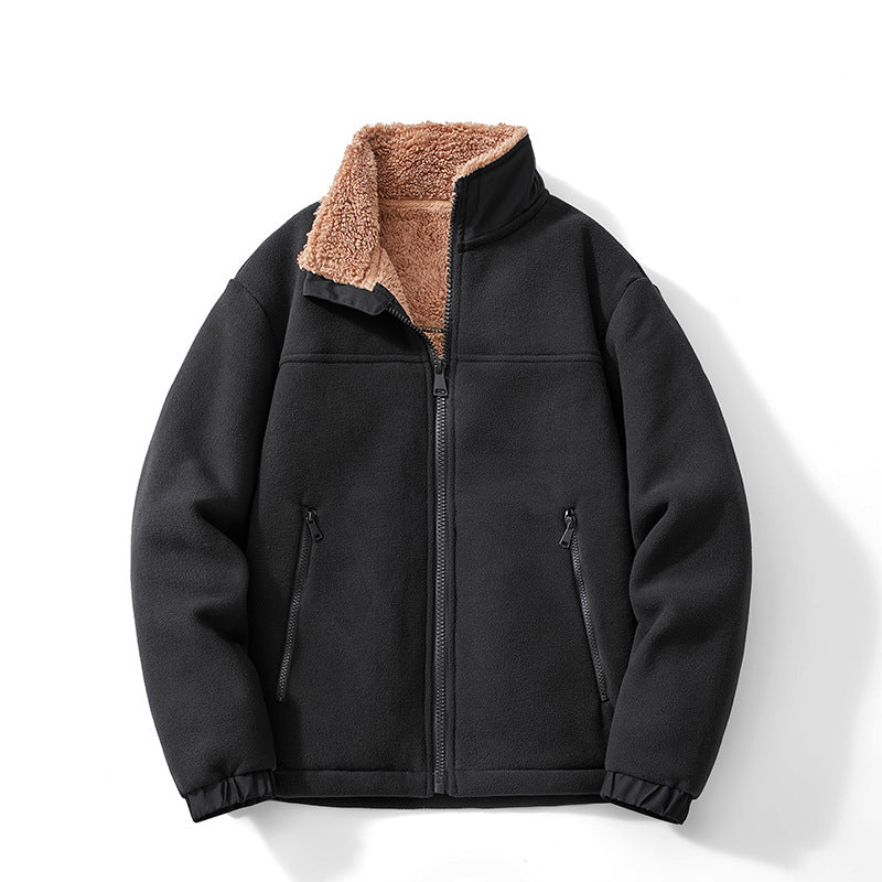 Herren Teddygefütterte Fleecejacke mit Stehkragen, Reißverschluss und Thermo-Innenfutter Shop Nory