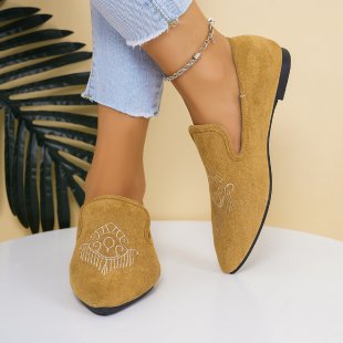 Damen Bestickte Velours-Loafer mit spitzer Zehenpartie und rutschfester Gummisohle Shop Nory