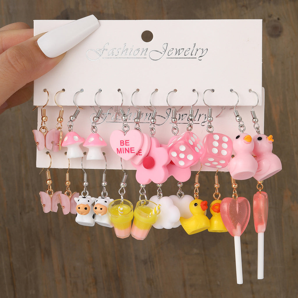Damen Ohrringe Set mit bunten, verspielten Designs Shop Nory