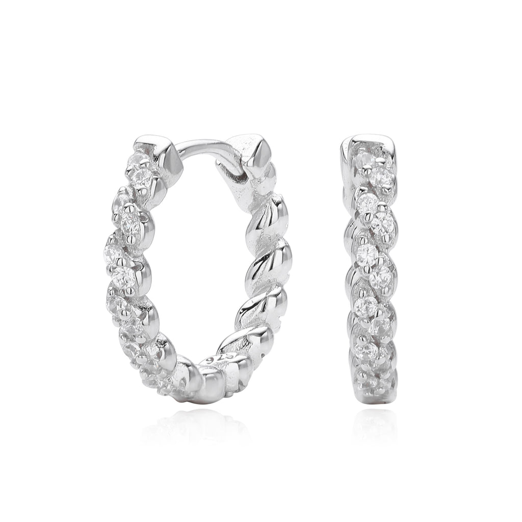 Damen Creolen mit luxuriösem Zirkonbesatz aus hochwertigem 925 Sterling Silber Shop Nory