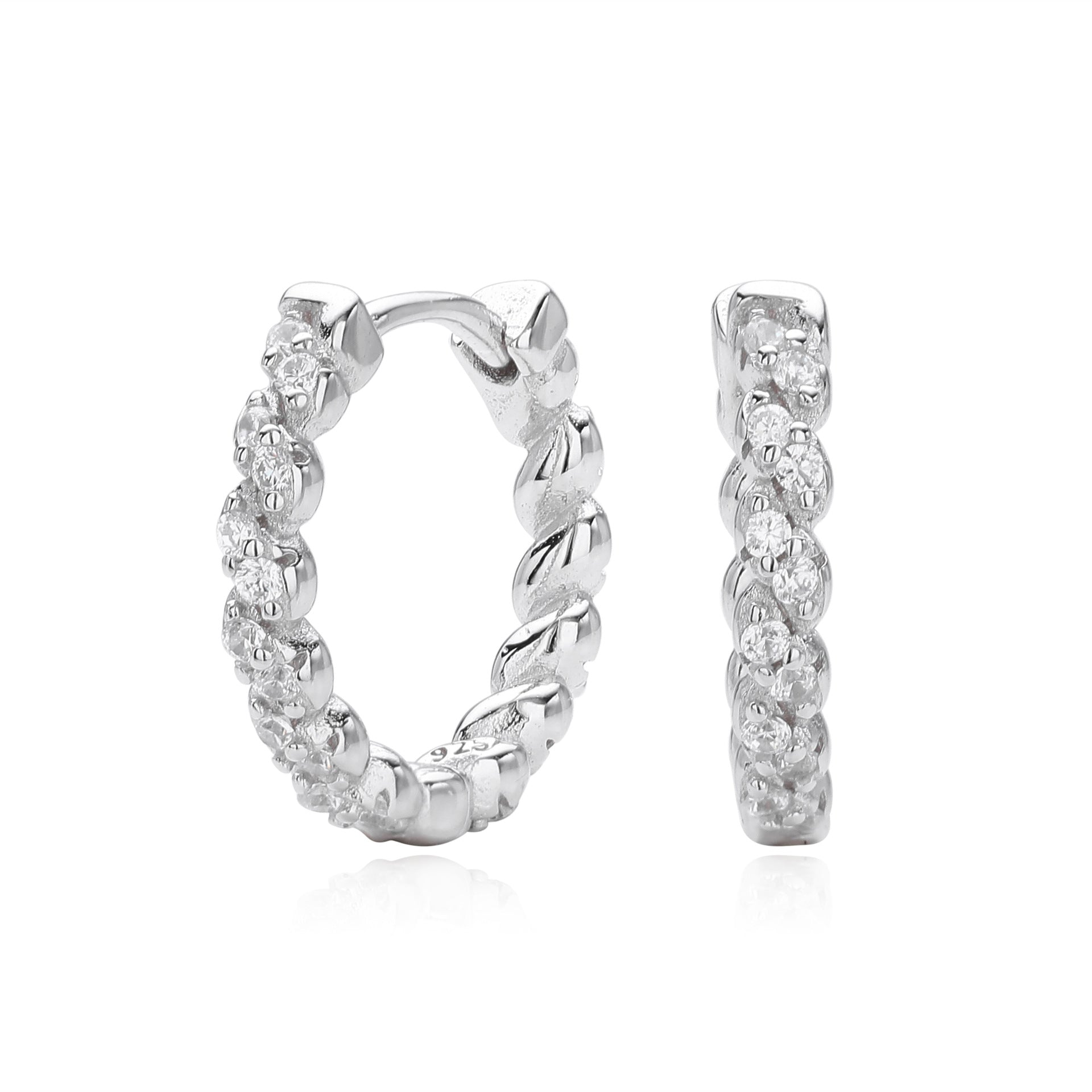 Damen Creolen mit luxuriösem Zirkonbesatz aus hochwertigem 925 Sterling Silber Shop Nory