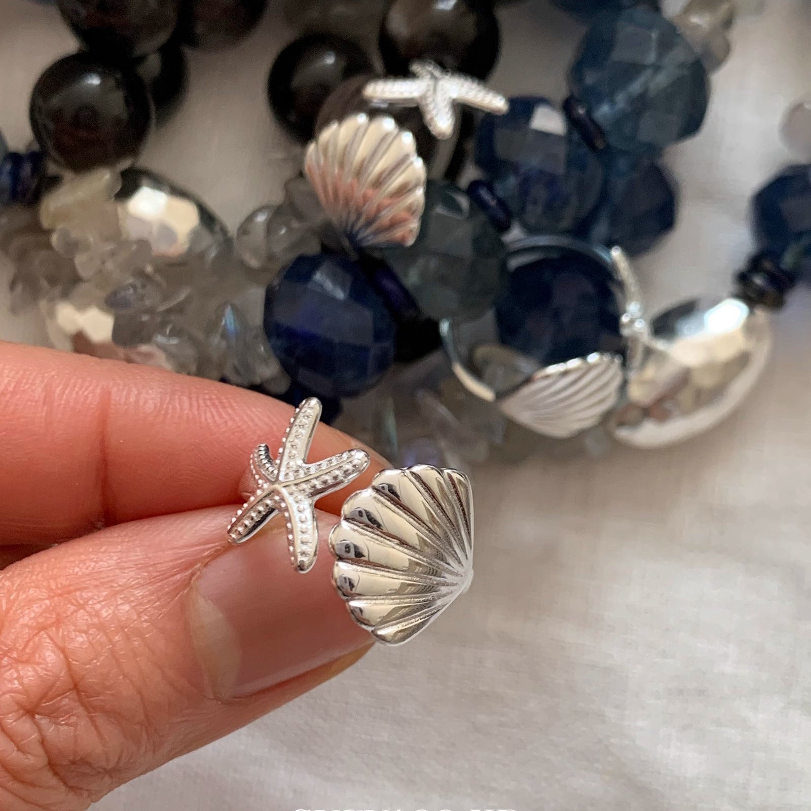 Damen Ohrringe im Muschel- und Seestern-Design Shop Nory