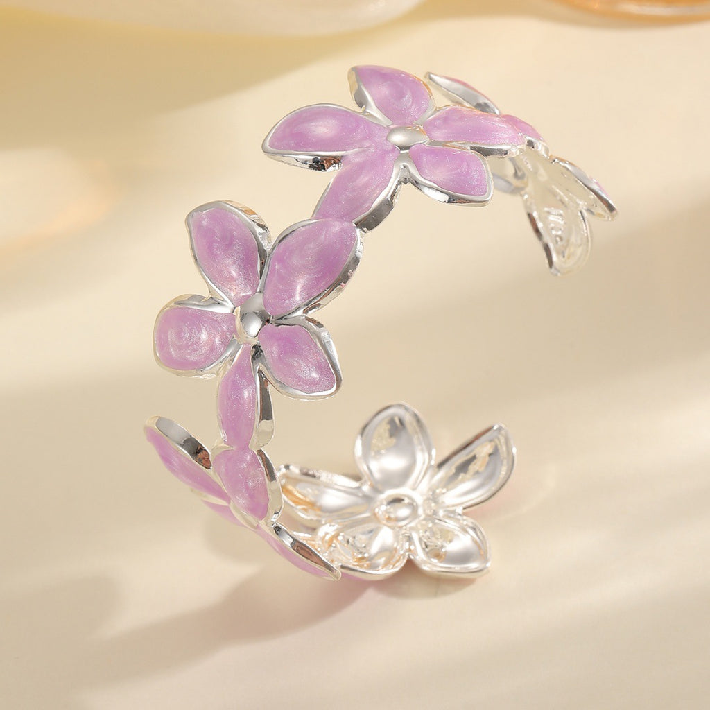 Damen Offener Armreif mit kunstvollem Blumendesign Shop Nory