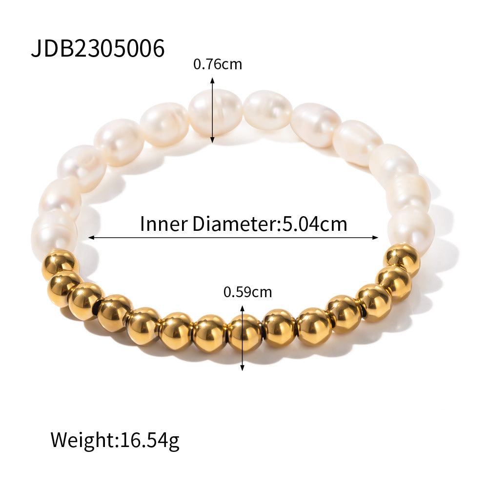 Damen Armband mit eleganten Perlen und modischen Verbindungselementen Shop Nory