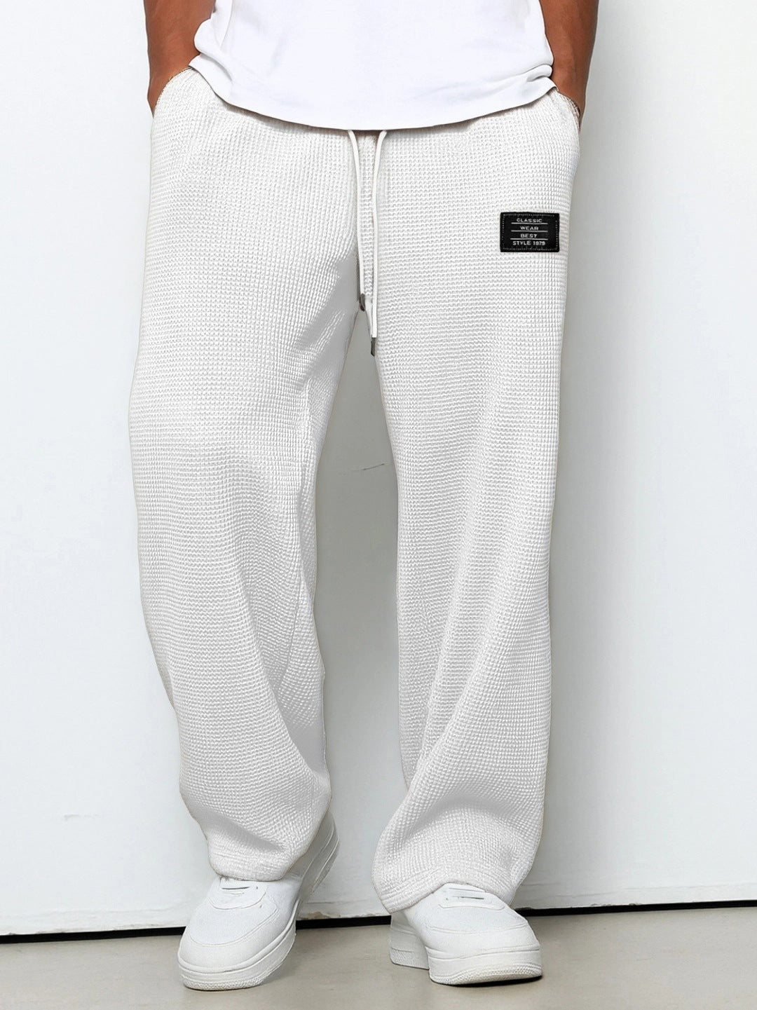 Herren Locker sitzende Waffelstrick-Jogginghose mit Tunnelzug & Eingrifftaschen Shop Nory