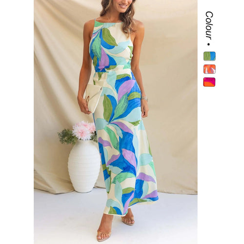 Damen Maxikleid mit modernem floralem Design und elegantem Schnitt