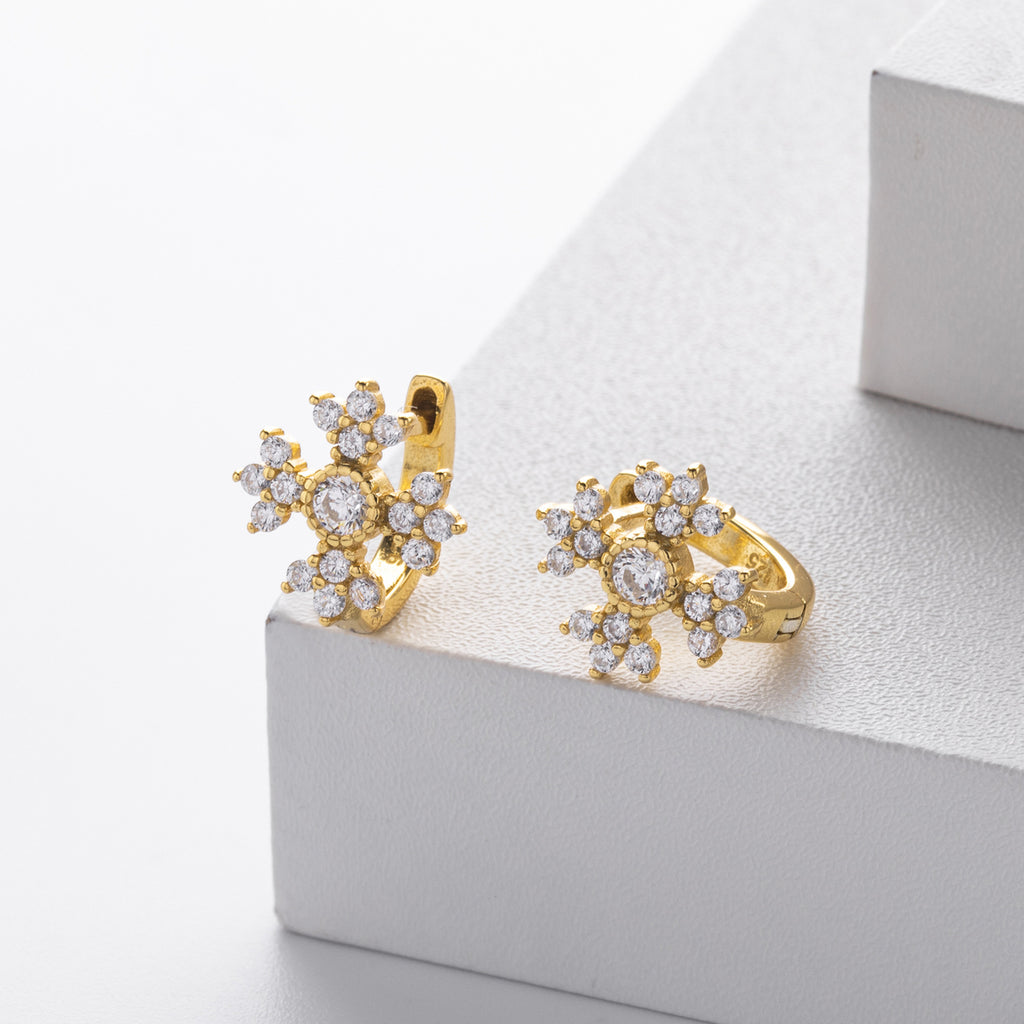 Damen Ohrhänger mit funkelndem Zirkon und goldfarbener 925 Sterlingsilber-Fassung Shop Nory