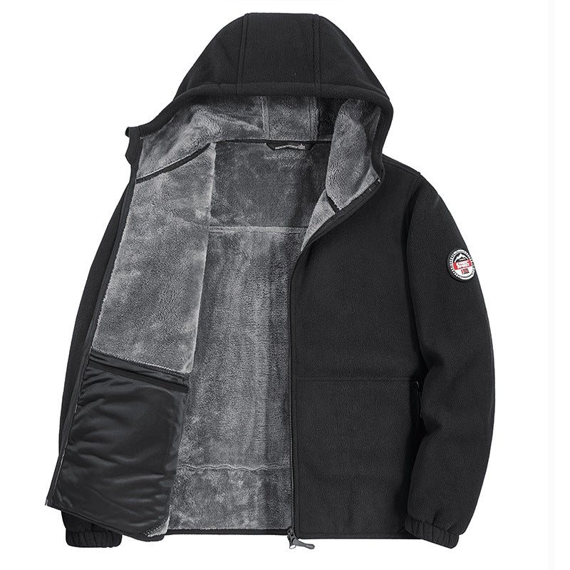 Herren Fleecejacke mit Kapuze und Teddy-Innenfutter Shop Nory